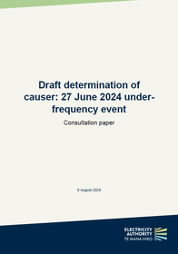 Draft determination of causer: 27 June 2024 under-frequency event